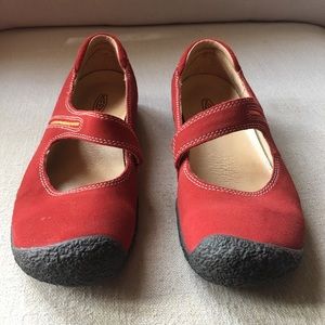Keen red suede Mary Jane slip on